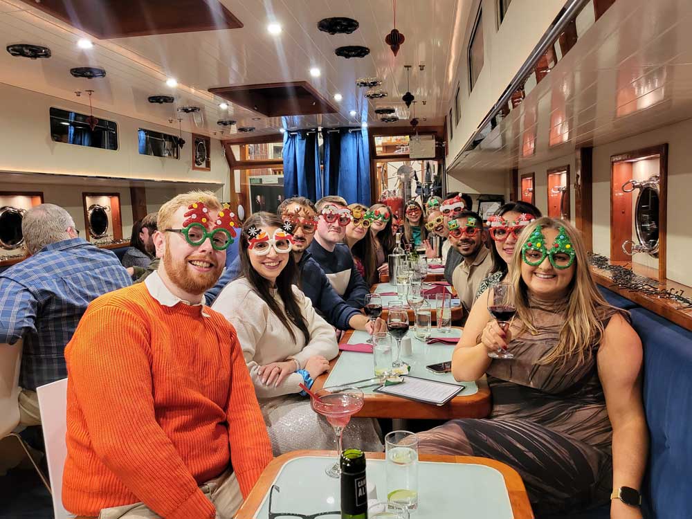 christmas party at canal boat restaurant